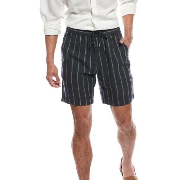 Vince Windsor Short 100% Hemp Striped Drawstring Waist - Picture 1 of 11